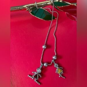 925 Silver Necklace,with Red and Yellow charms.